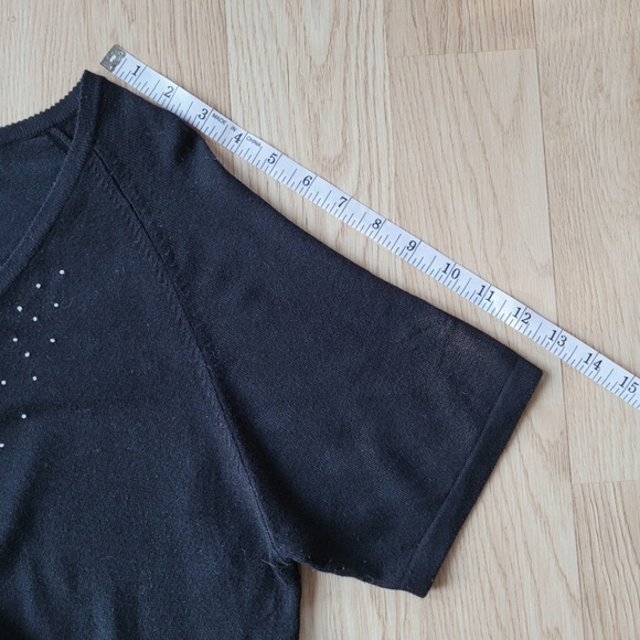 April Cornell | Black Embroidered Short Sleeve Knit Top - Picture 10 of 10